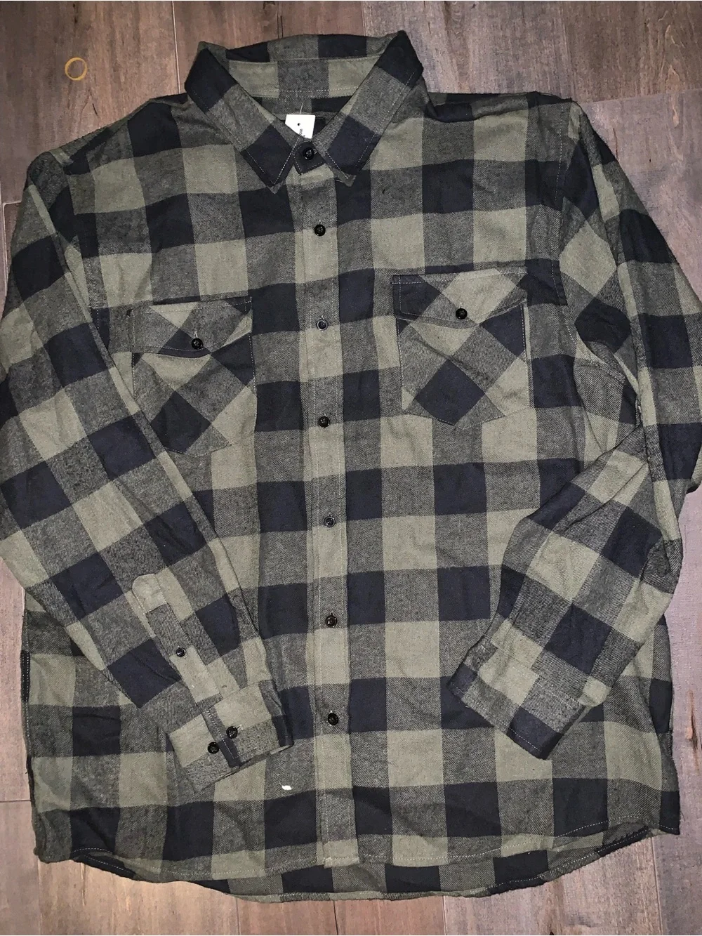 RSQ Olive and Black Plaid Button-Down Shirt